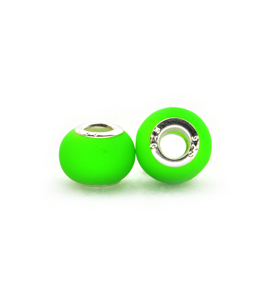 Perla ciambella fluorescente (2 pezzi) 14x10 mm - Verde